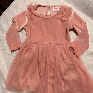 Little Lass Dusty Rose Velvet & Tulle Party Dress